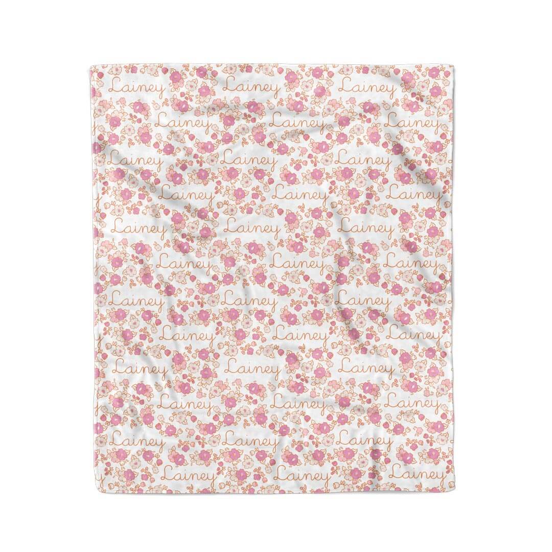 pink peony personalized kids blanket 