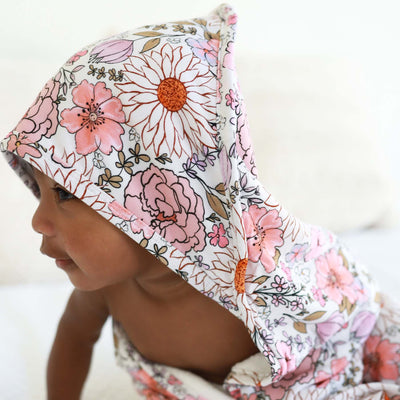bamboo hooded towel purple floral