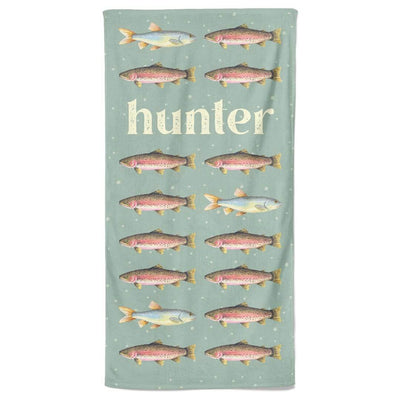 kids personalized beach towel with trout