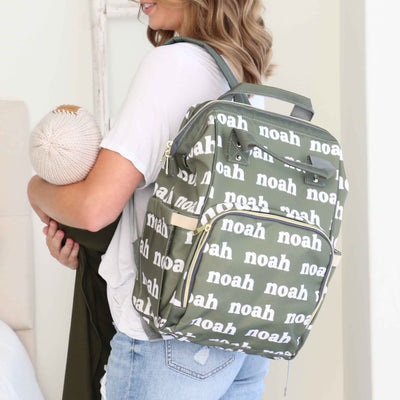green diaper bag backpack personalized 
