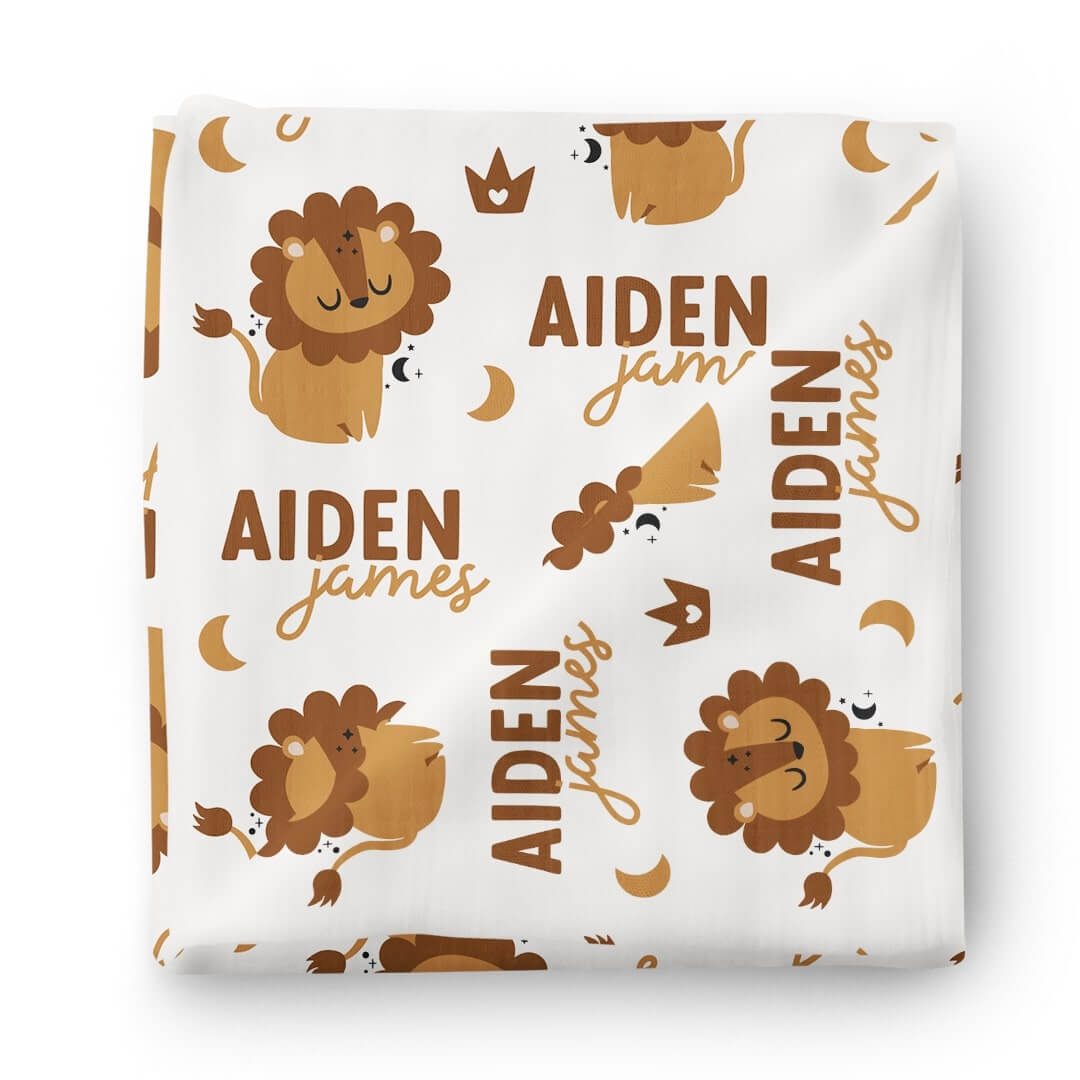 Zodiac Sign Leo Personalized Baby Name Swaddle Blanket Caden Lane