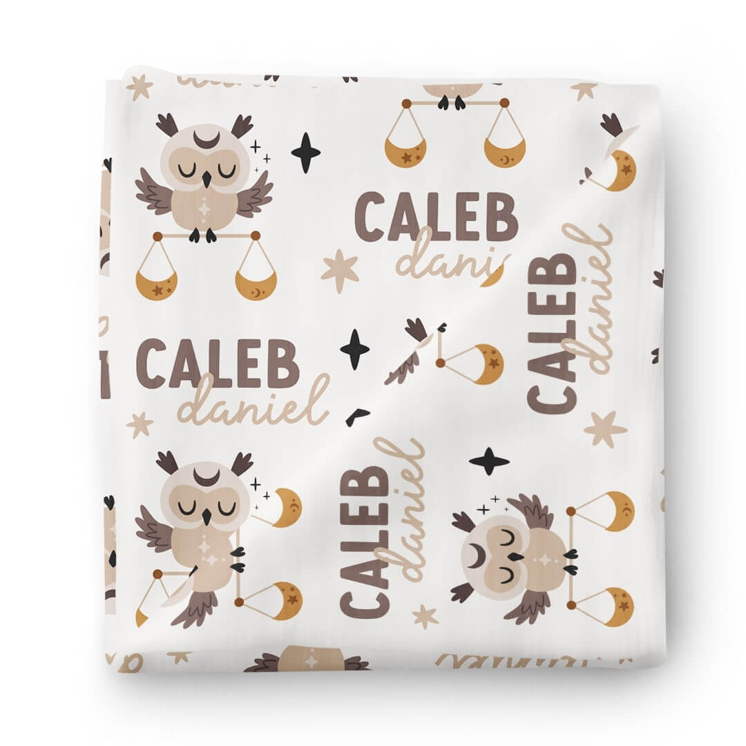 Zodiac Sign Libra Personalized Baby Name Swaddle Blanket Caden Lane