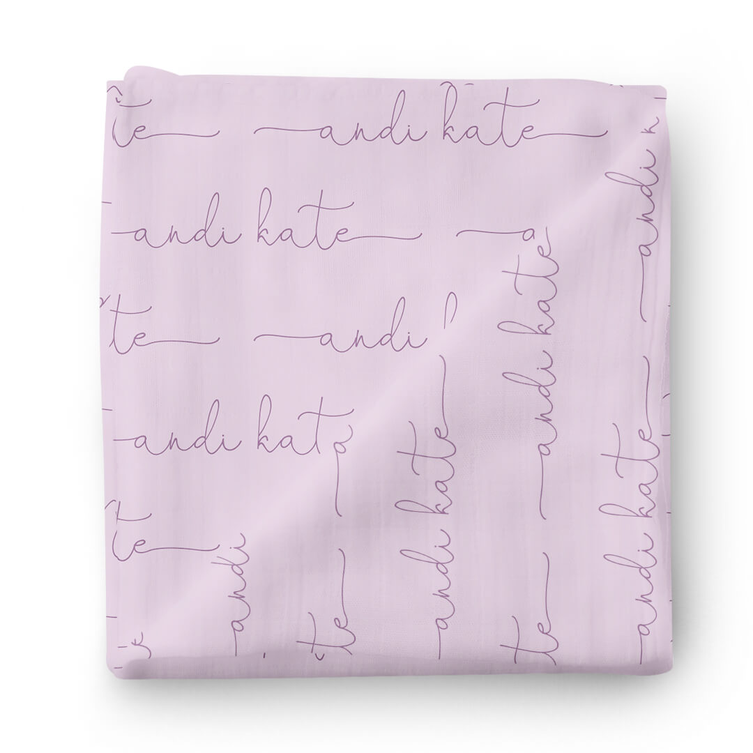purple baby name swaddle blanket script 