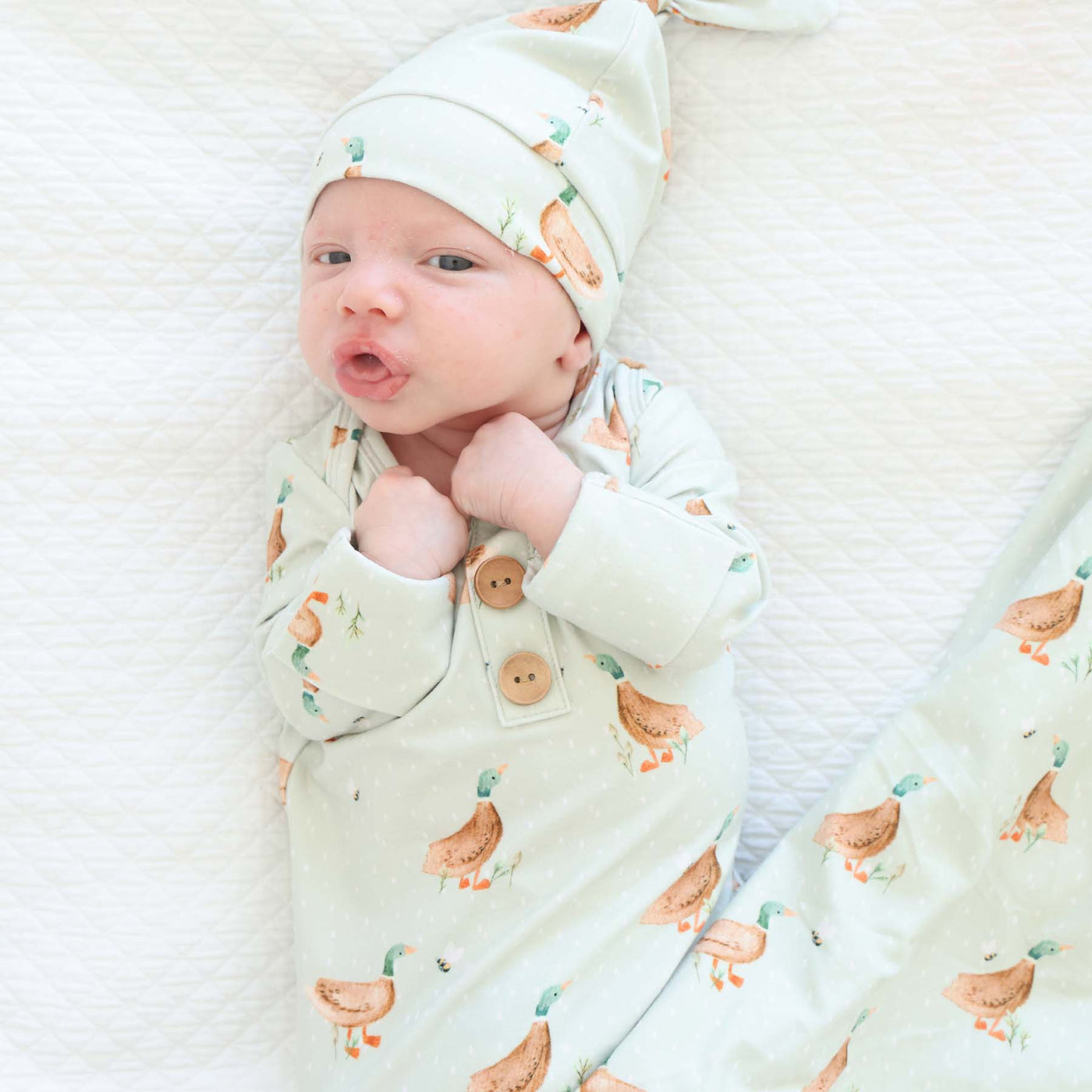 lucky ducky baby knot gown 