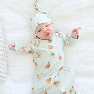 lucky ducky baby knot gown 
