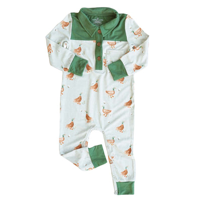 lucky ducky long sleeve collared one piece 
