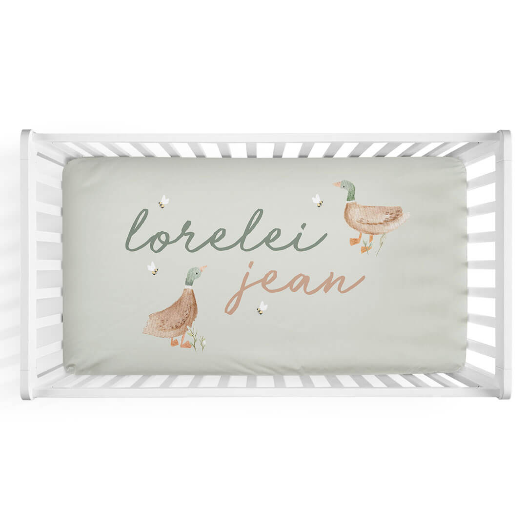 Lucky Ducky Personalized Crib Sheet | Caden Lane