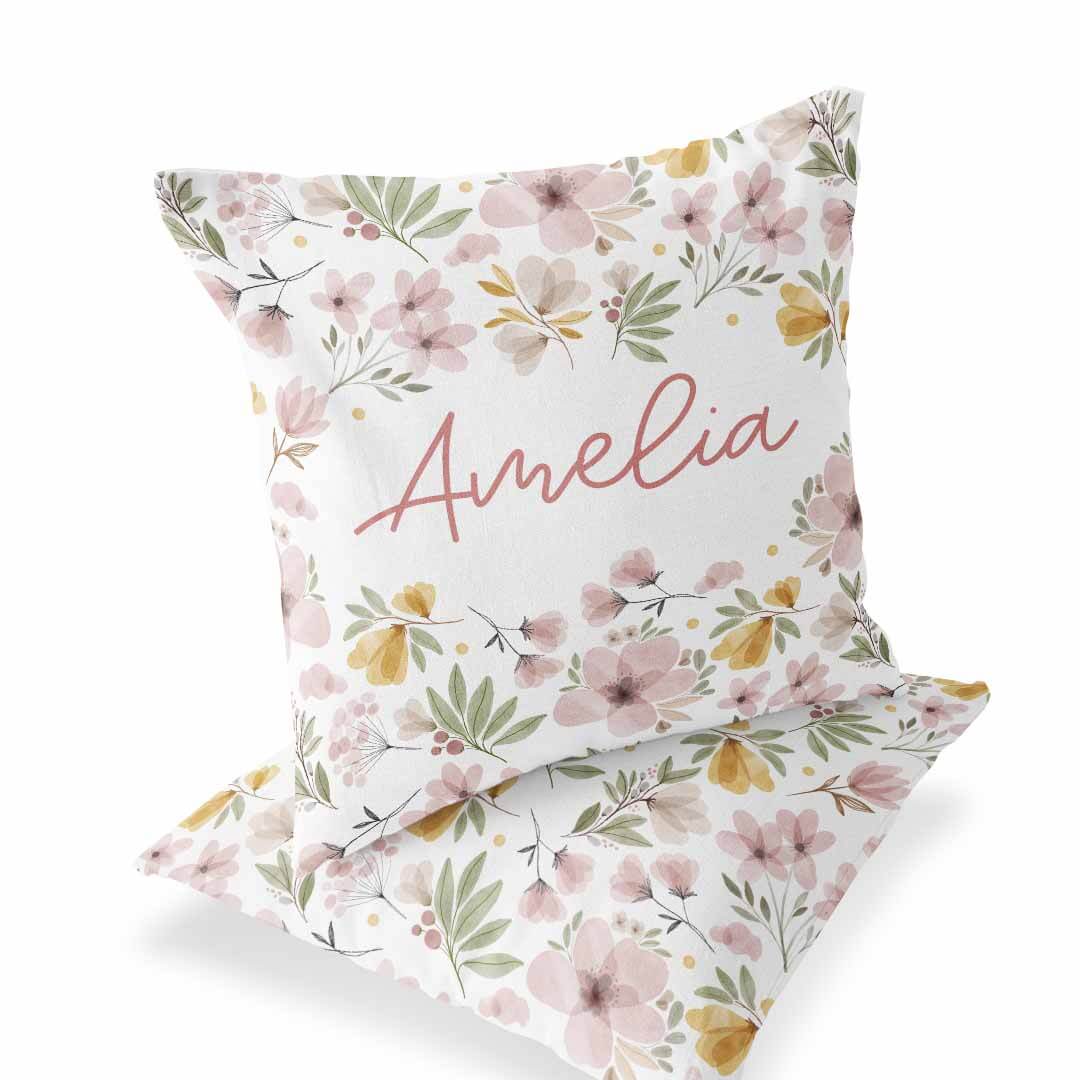 mauve and mustard personalized accent pillow