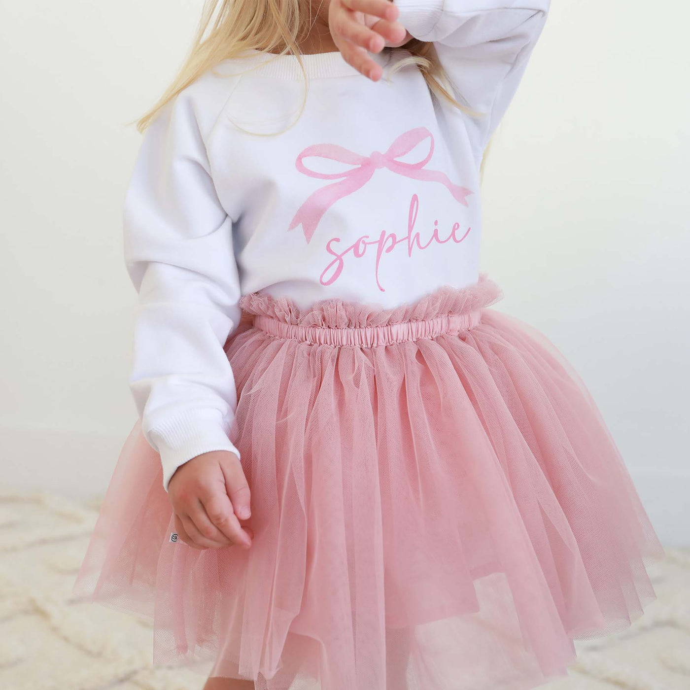 pink ribbon bow personalized sweatshirt for kids 