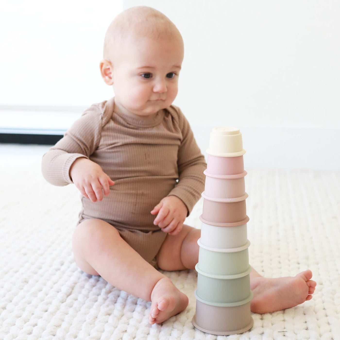 baby stacking cups soft neutrals 
