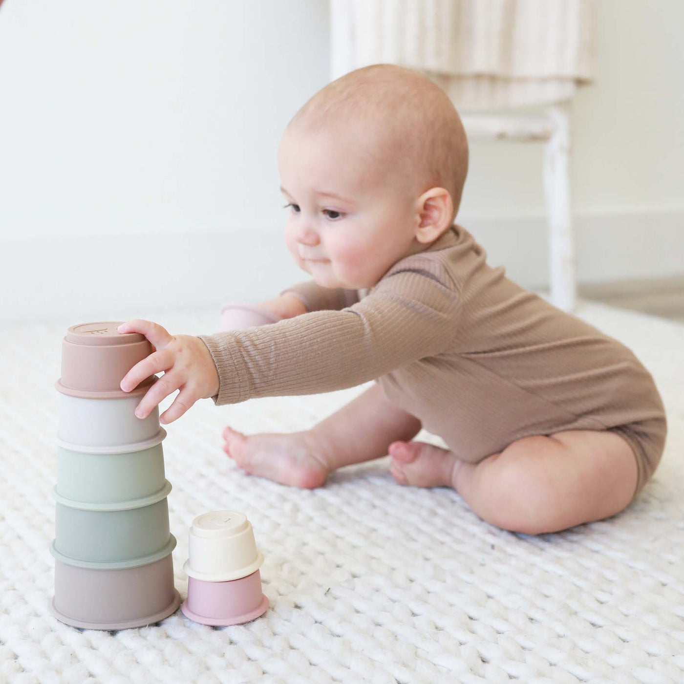 neutral silicone stacking cups for kids 