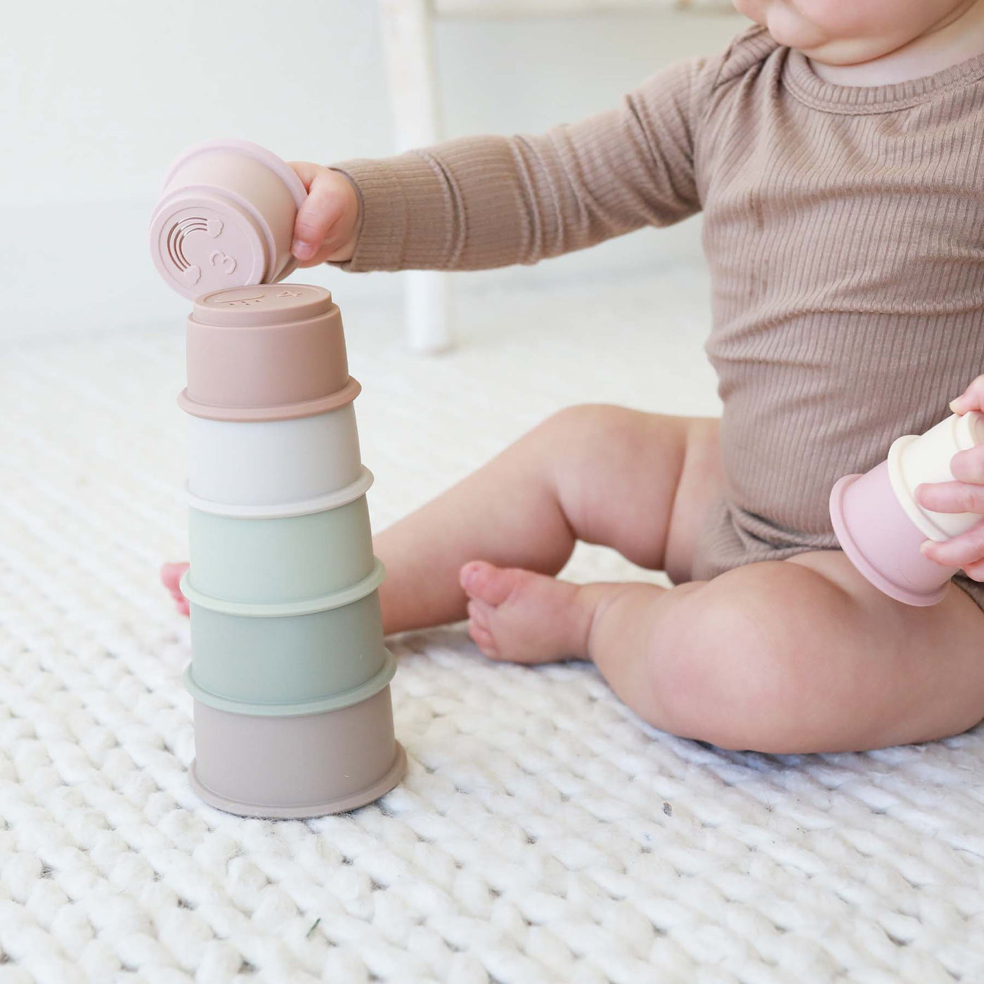 silicone stacking cups for baby neutrals 