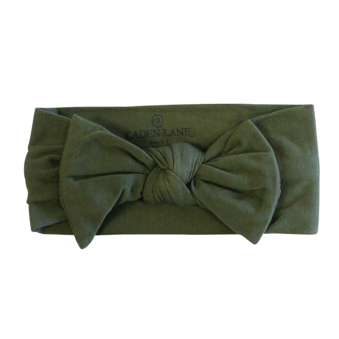 Solid Olive Knit Large Bow Headwrap | Caden Lane