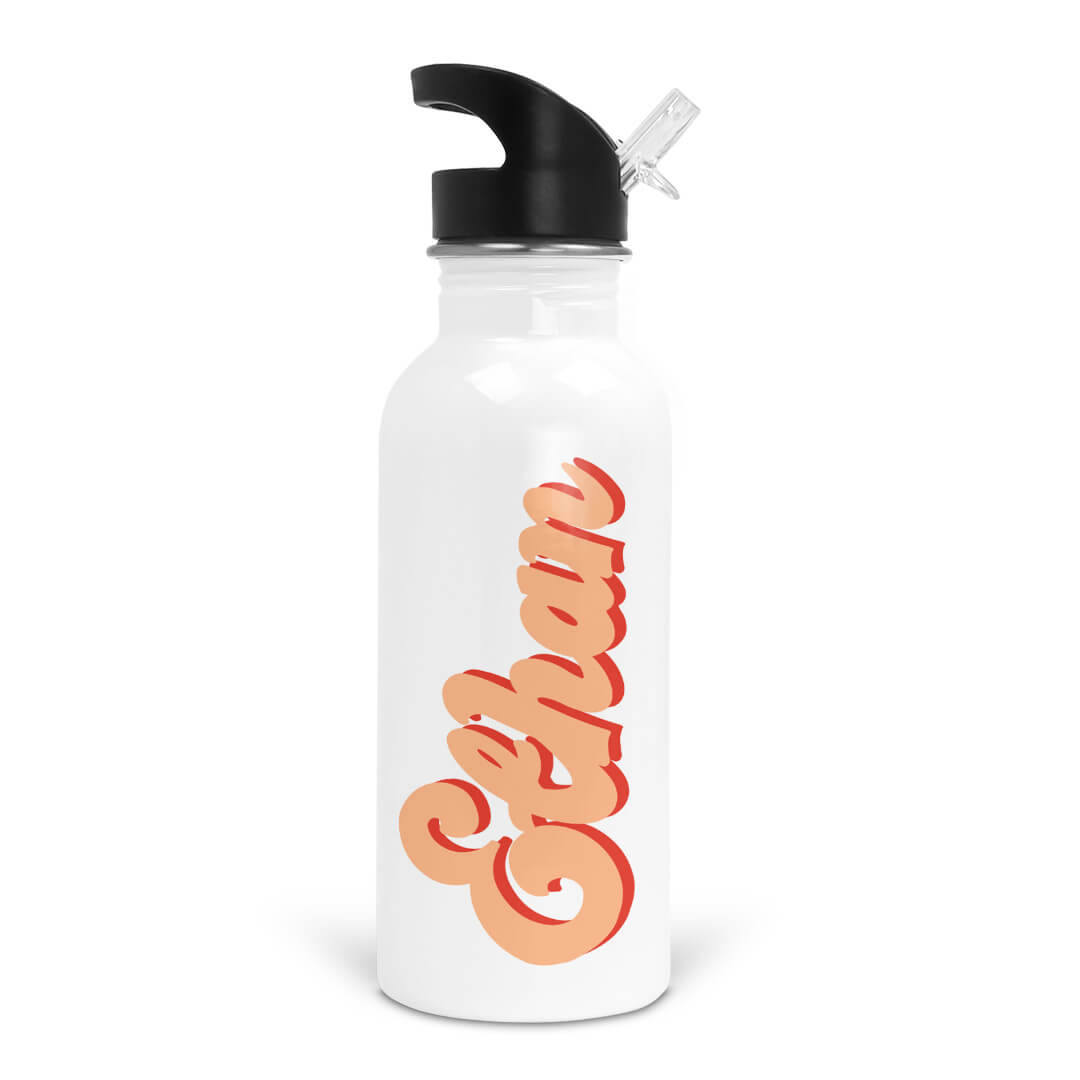 bubbly orange personalized water bottle 
