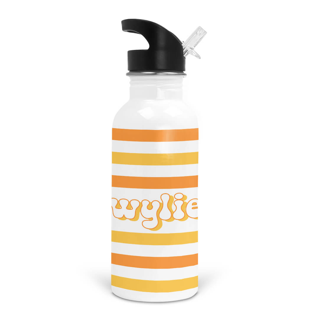 orange stripes personalized water bottle 