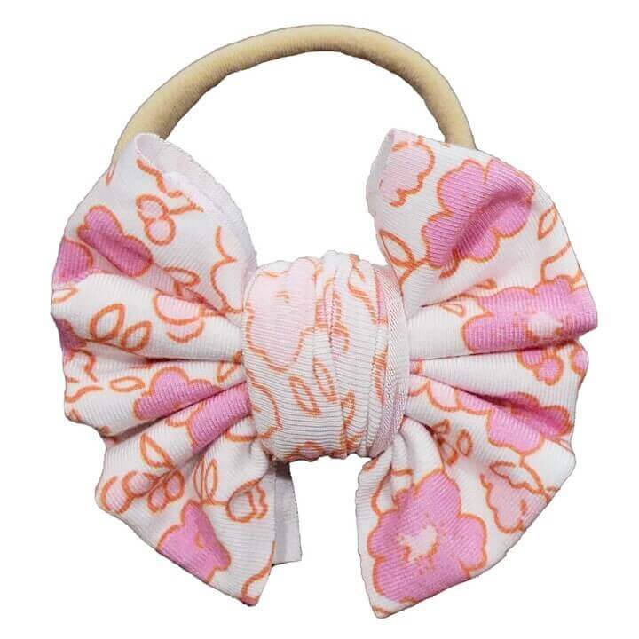palmer's pink floral knit bow headband 