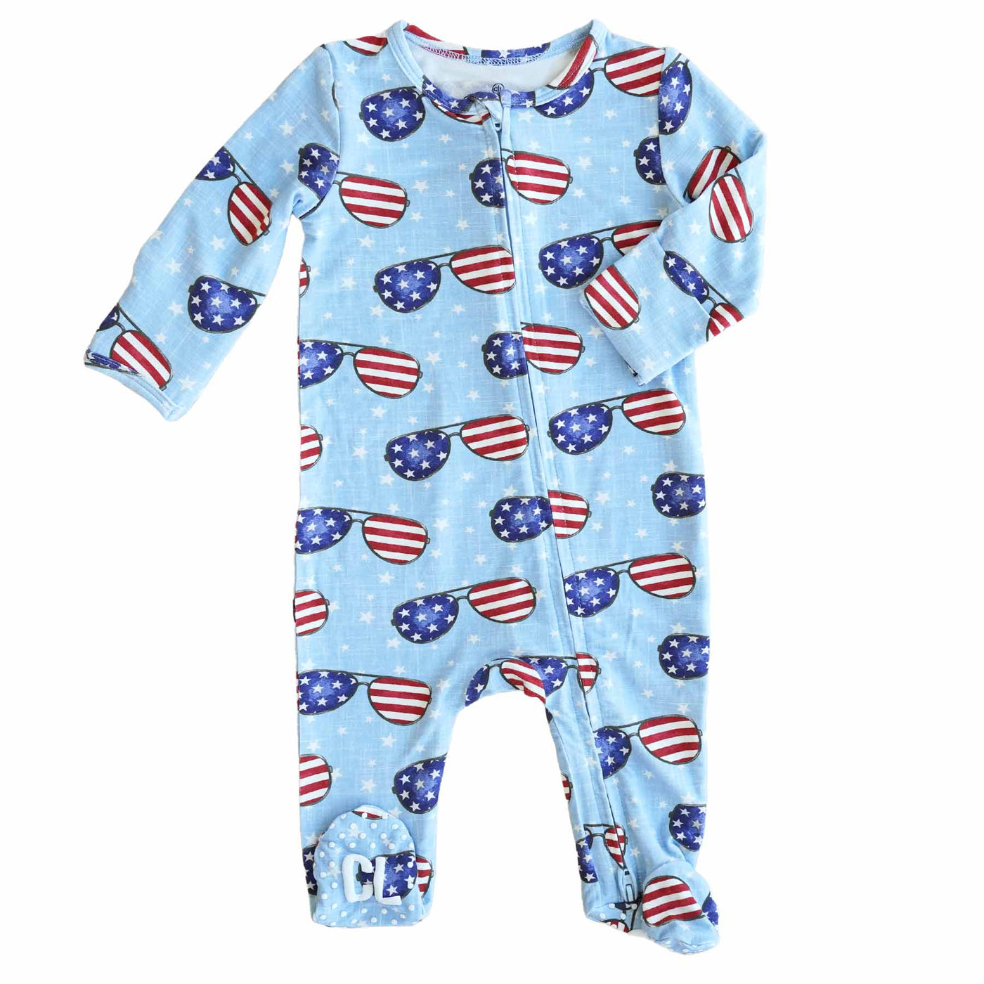 baby zipper footie patriotic summer 
