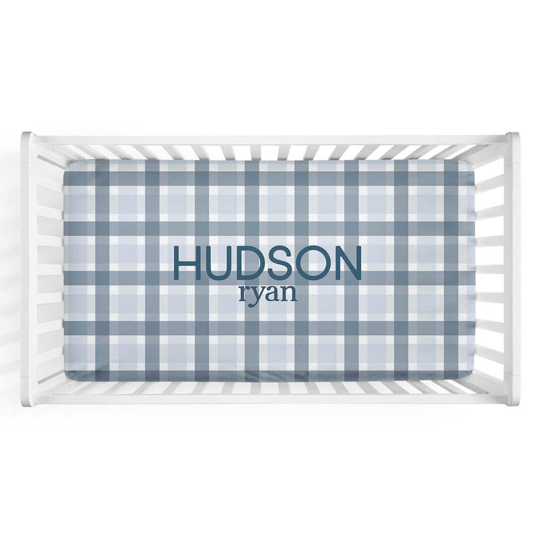 Caden Lane Paxton s Plaid Personalized Crib Sheet