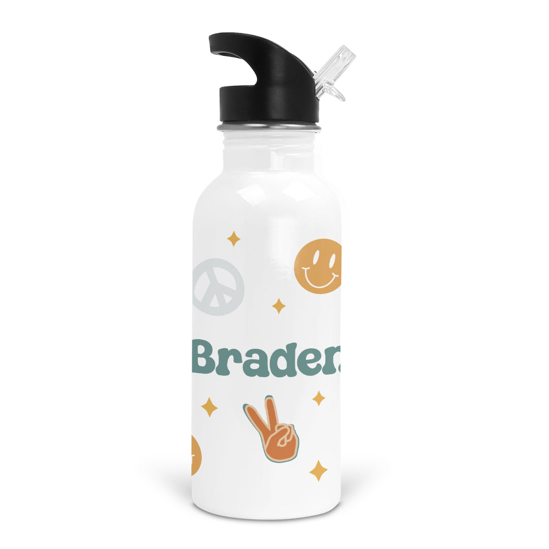 Making Waves In School - Personalized Kids Water Bottle With Straw