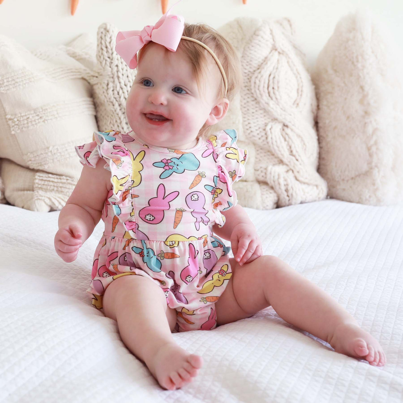 ruffle bubble one piece for babies easter 