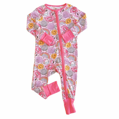 pink floatie convertible pajama romper for toddlers 