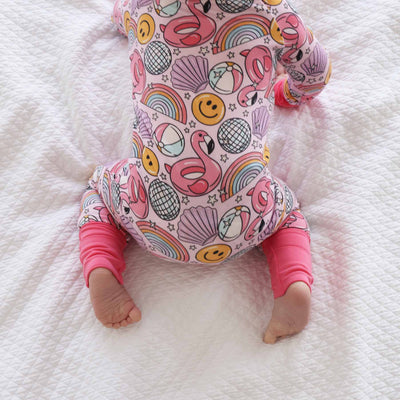 pink floatie pajama romper for babies pink with floaties 