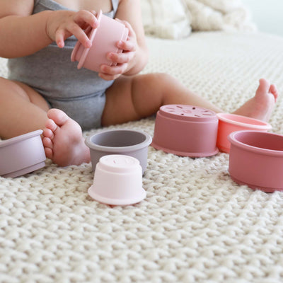 pink baby stacking cups silicone 