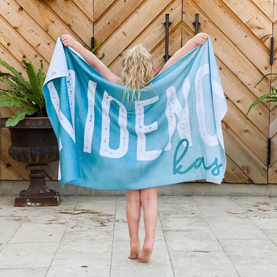 teal personalized kids beach towel 