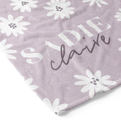 purple daisy personalized toddler blanket 