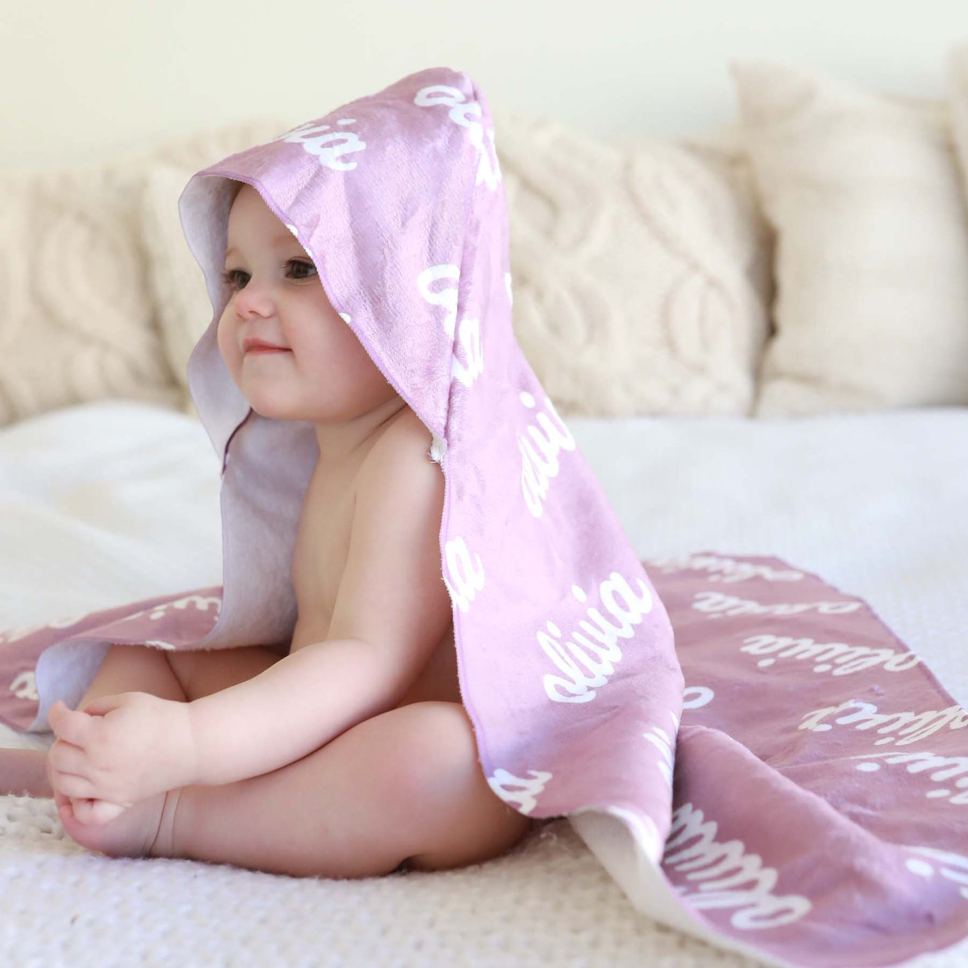 purple personalized hooded towel 