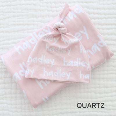 blush pink personalized swaddle 