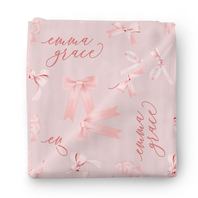rosy pink baby girl swaddle pink with pink bows 