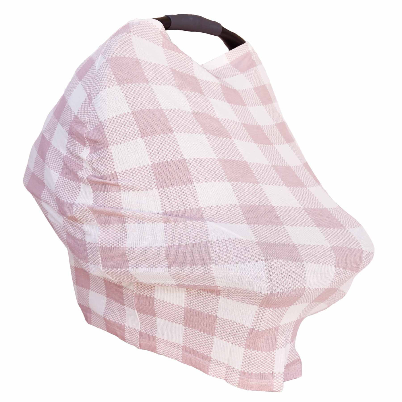 Big Check Waffle Bamboo Multi-Use Stretchy Car Seat & Nursing Cover | Rosy