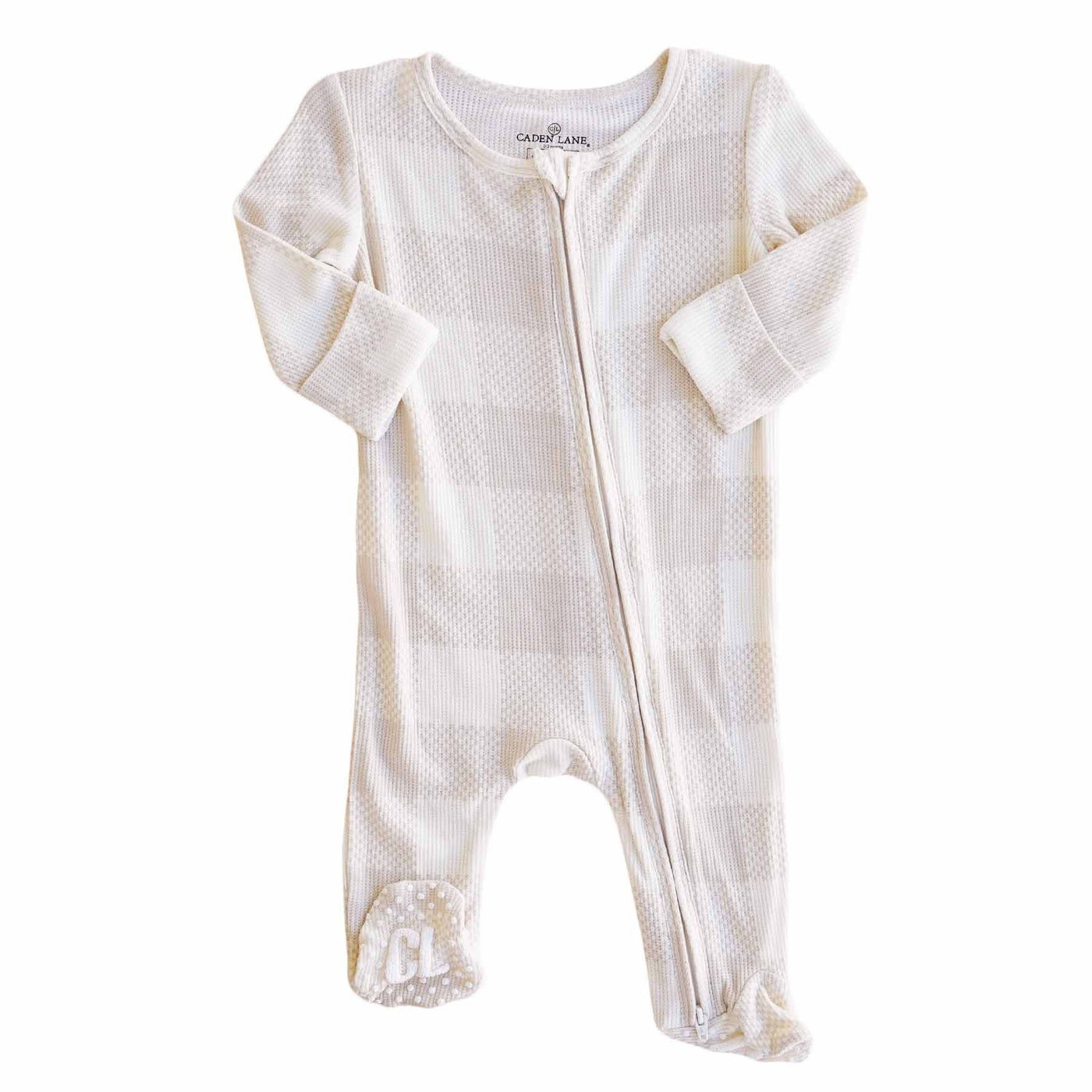 sand printed bamboo waffle footie for babies