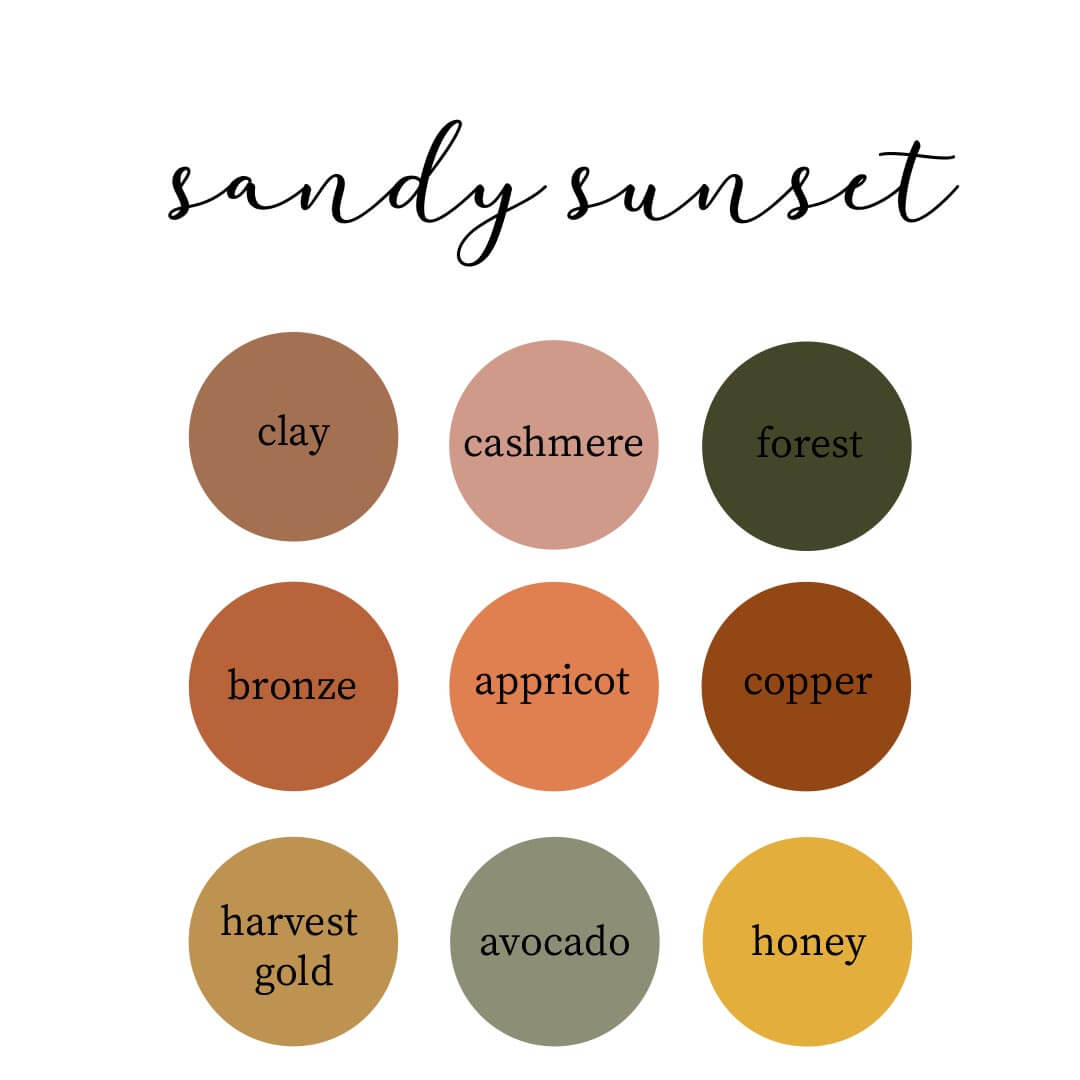 sandy sunset color swatches 