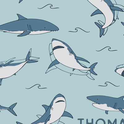 Smiling Sharks Personalized Toddler Blanket
