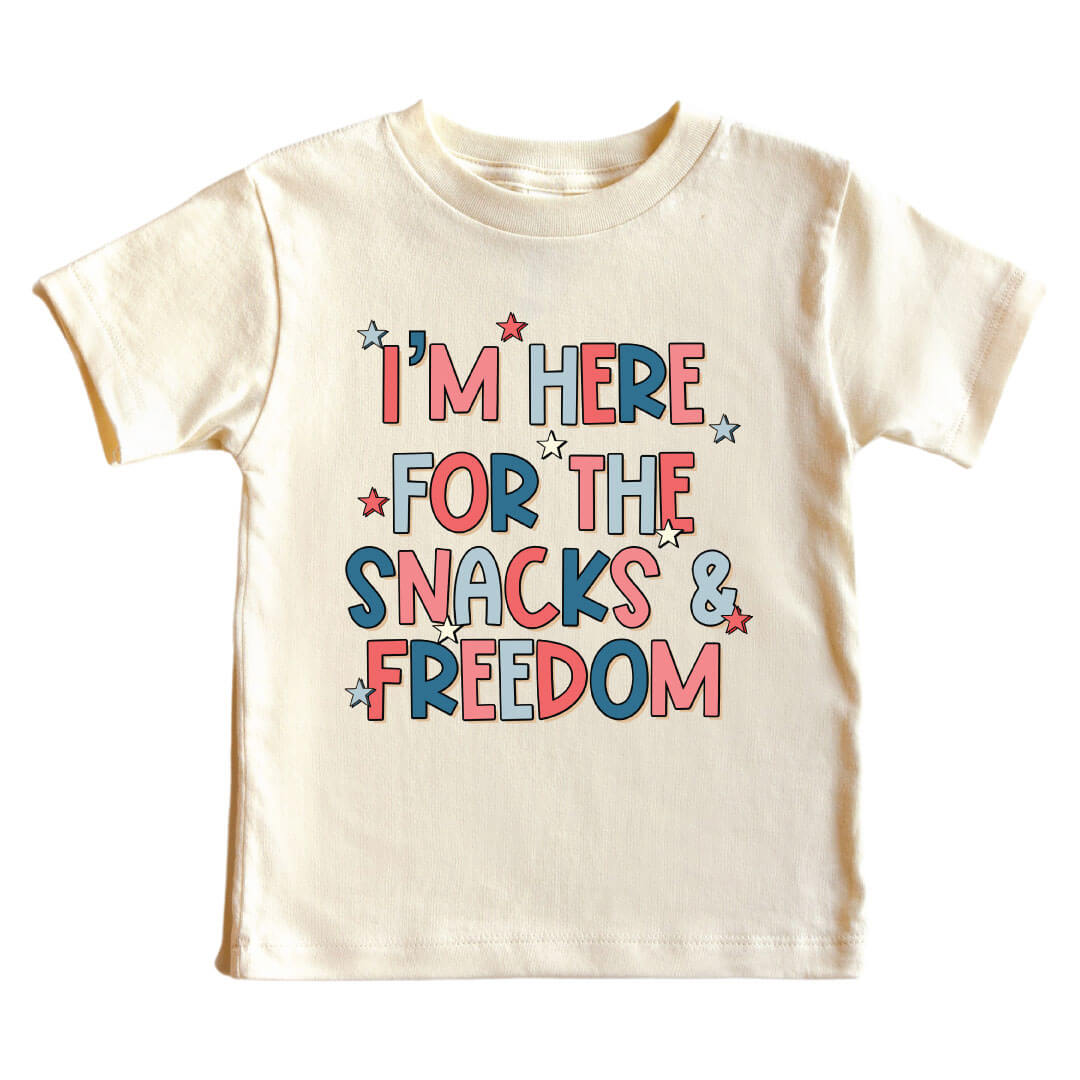 here for the snacks and freedom graphic tee