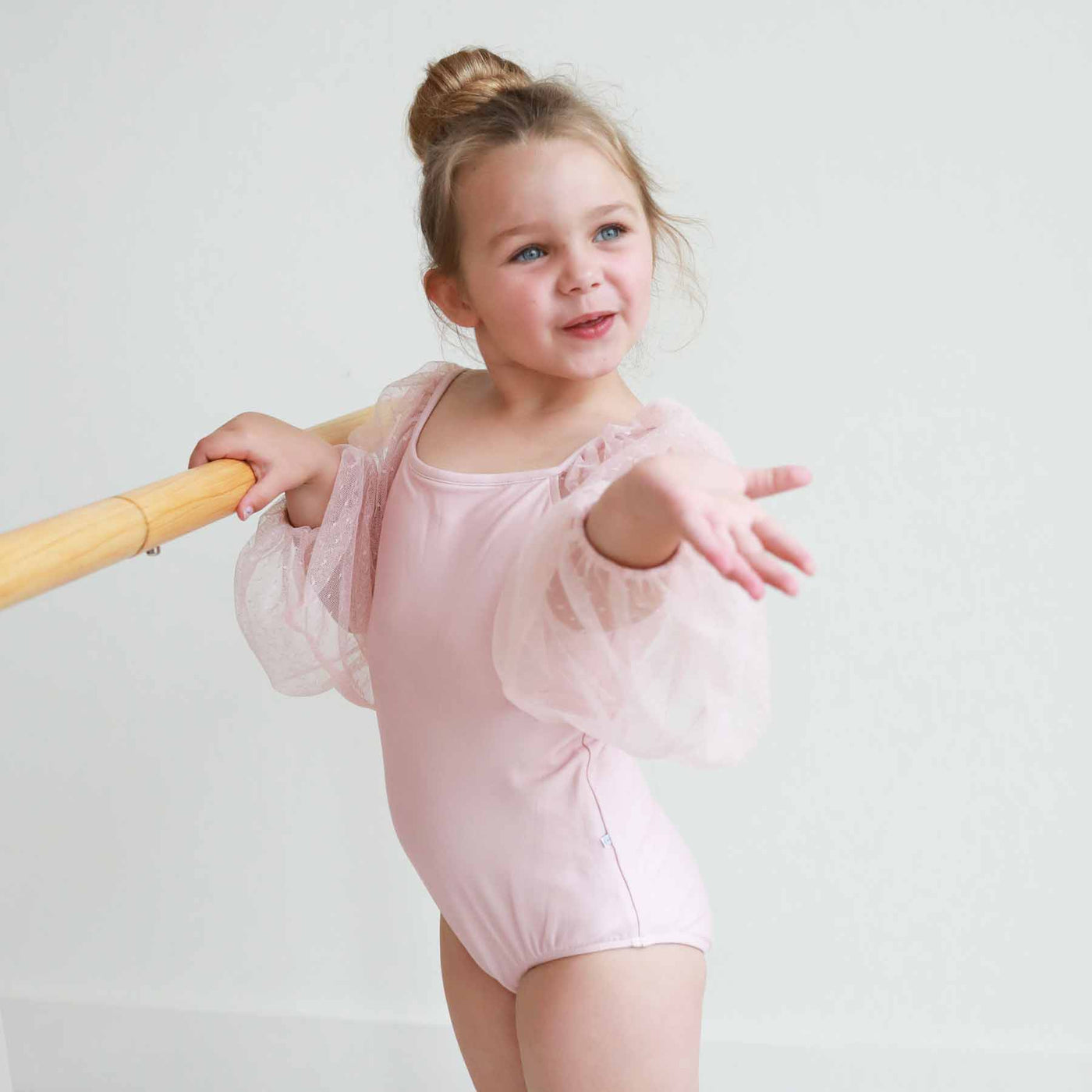 solid mauve leotard for girls with tulle sleeves 