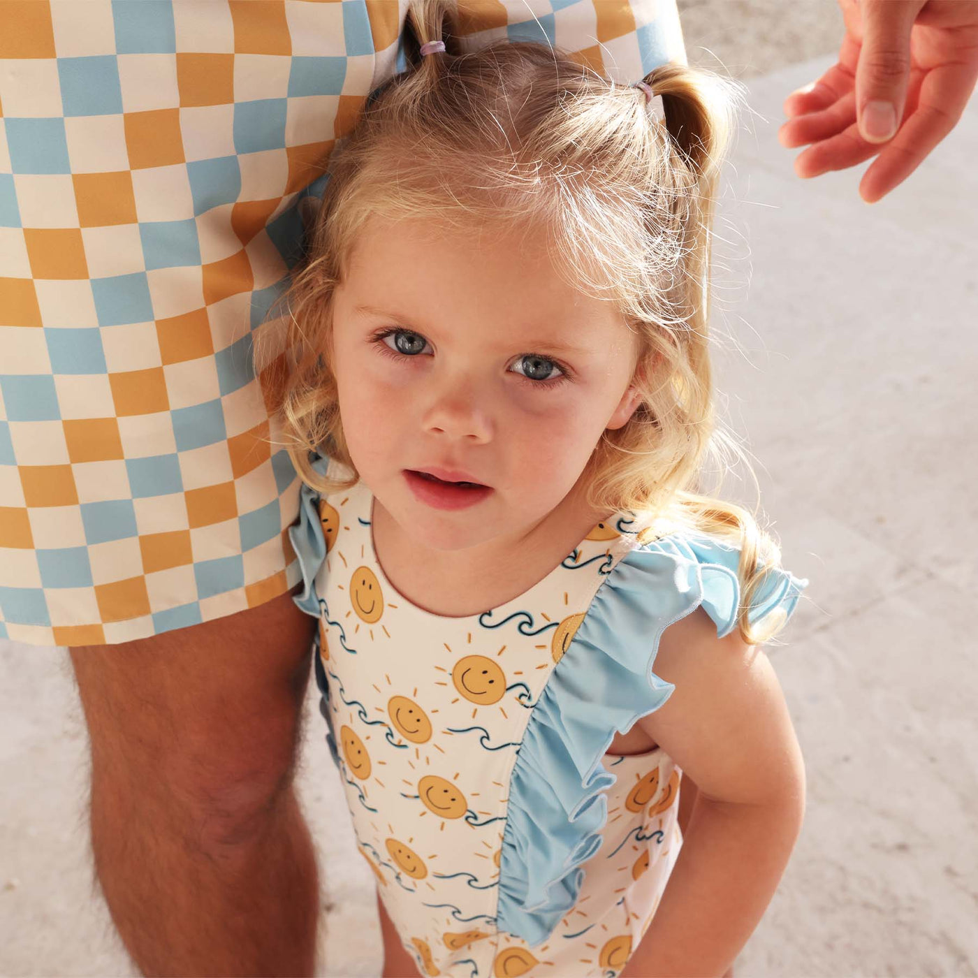 sun's out double ruffle one piece swimsuit for babies and toddlers 