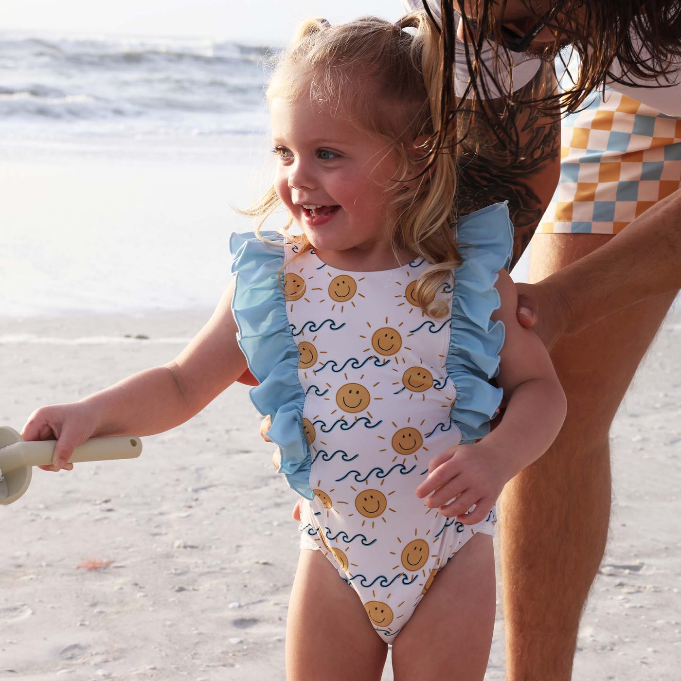 smiley face wave swimsuit for kids 