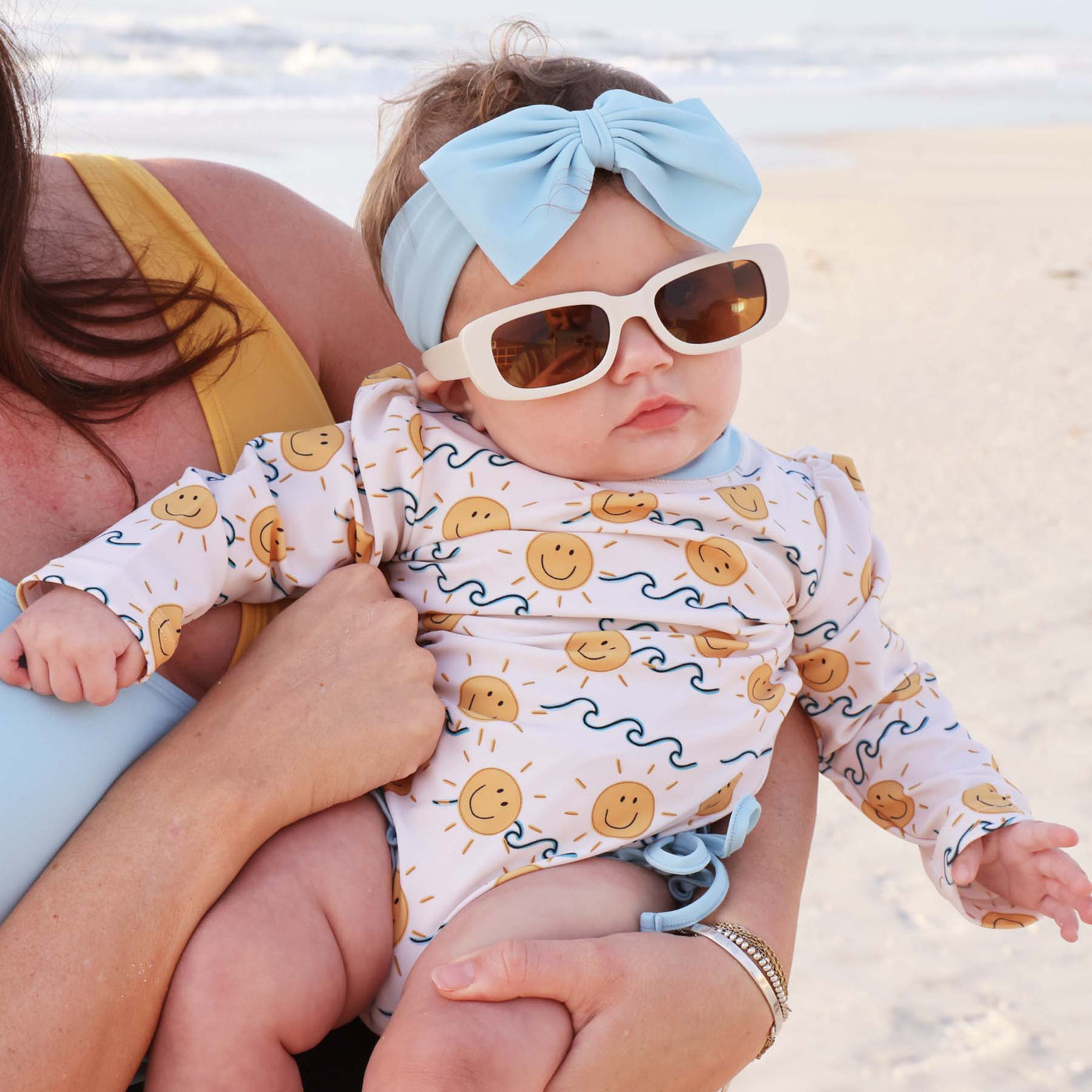 suns out baby rash guard with ruffles on the butt 