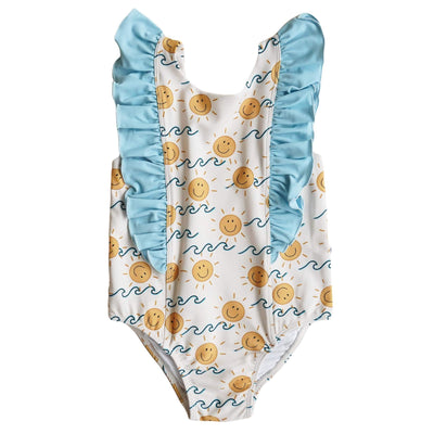 sun's out double ruffle one piece swimsuit 