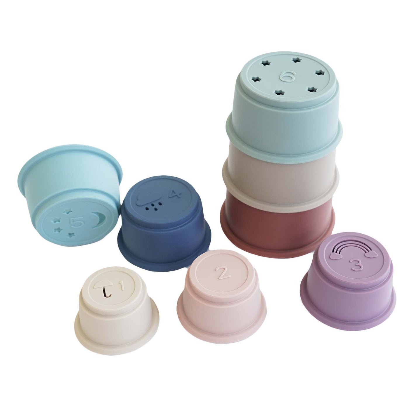 sunset neutrals silicone stacking cups 