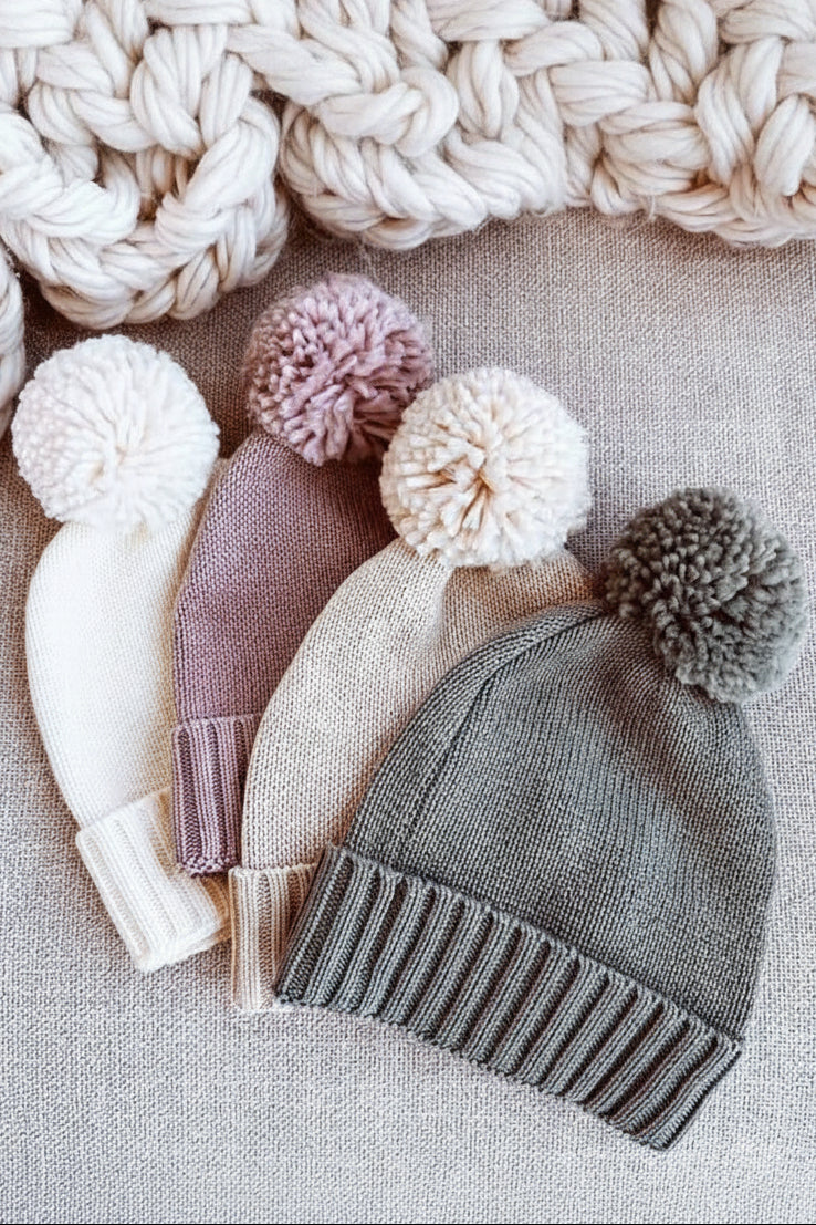 Knit Baby Pom Pom Beanie Caden Lane