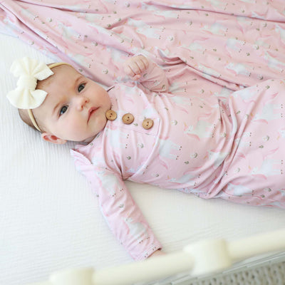 newborn knot gown and hat set sweet unicorn 