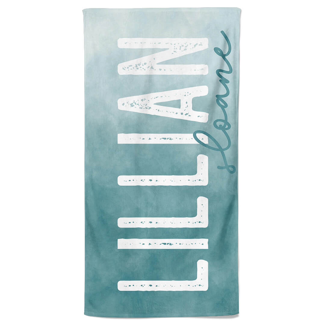 teal ombre personalized towel