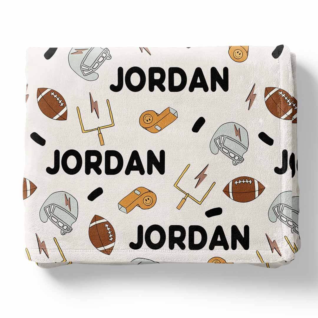 personalized kids blanket football themed 