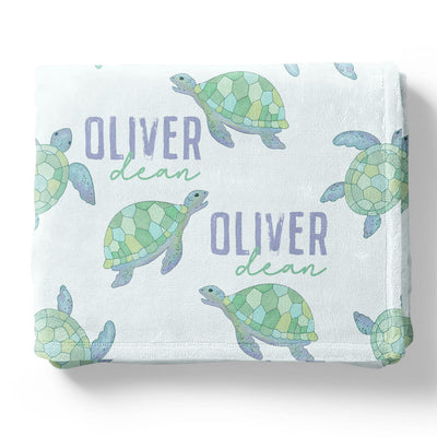 personalized kids blanket with turtles 