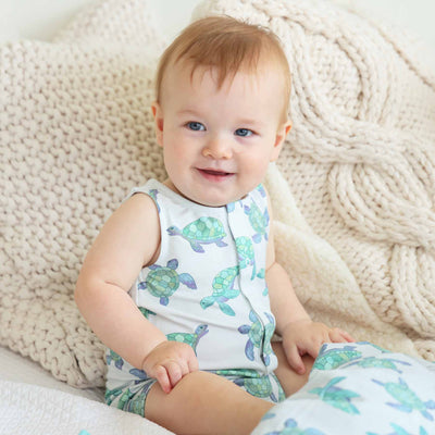 boy snap romper with turtles 
