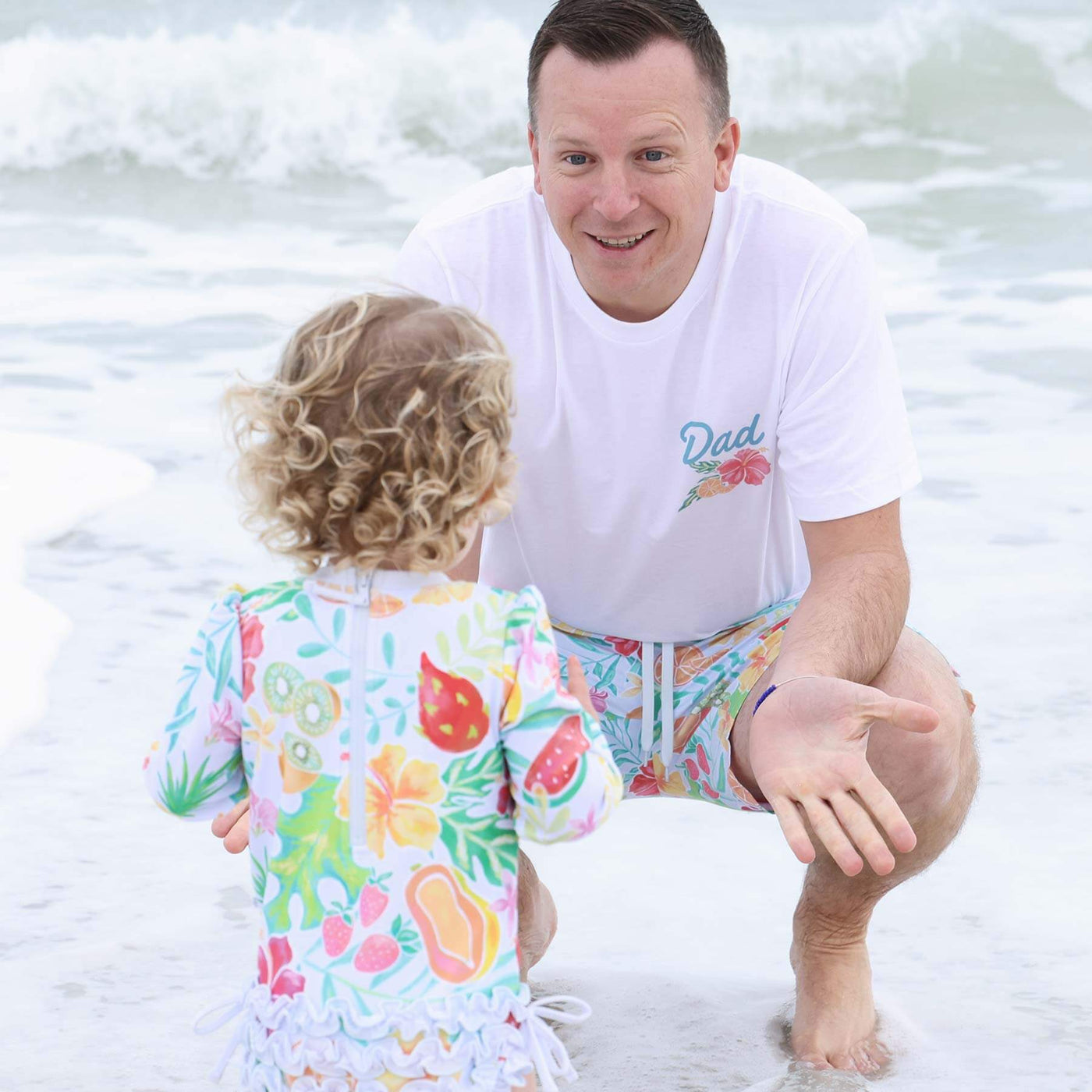 tropical paradise matching family swimwear graphic tee for dad 